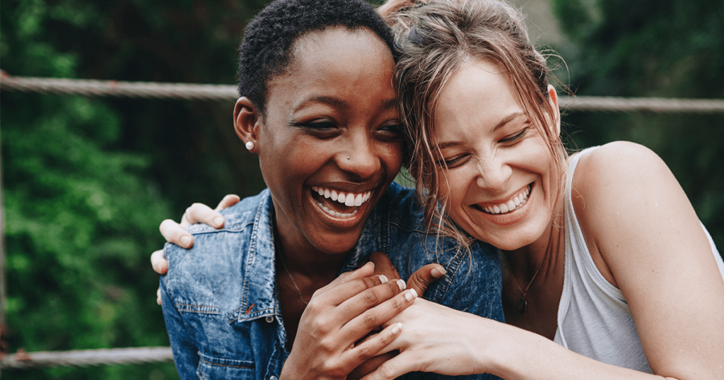 couple laughing together