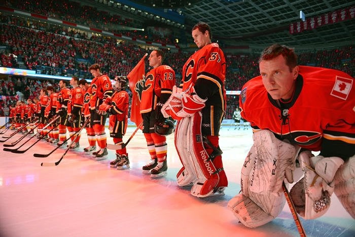 Calgary Flames before a game.
