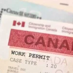 Canadian work permit document close-up