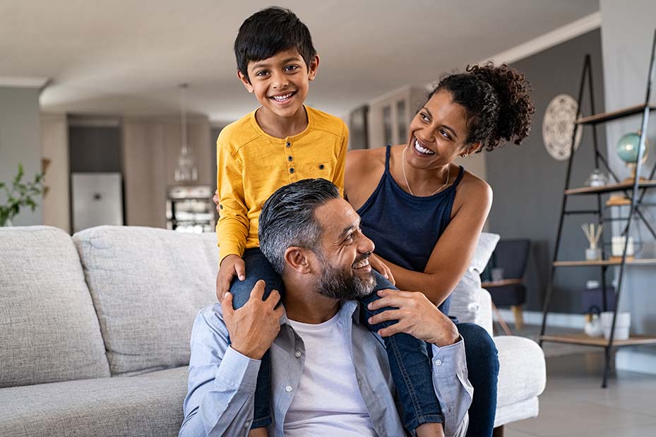 Happy multiracial family with child