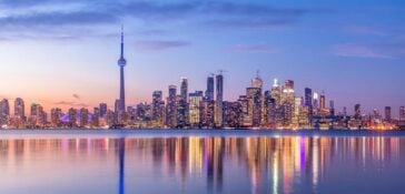 Skyline of Toronto at dusk