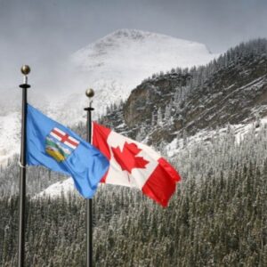 Alberta and Canadian flags