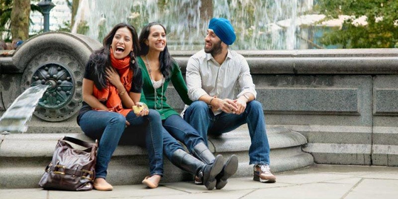 group of international students laughing