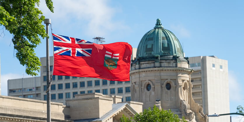 Manitoba Provincial Flag in downtown Winnipeg