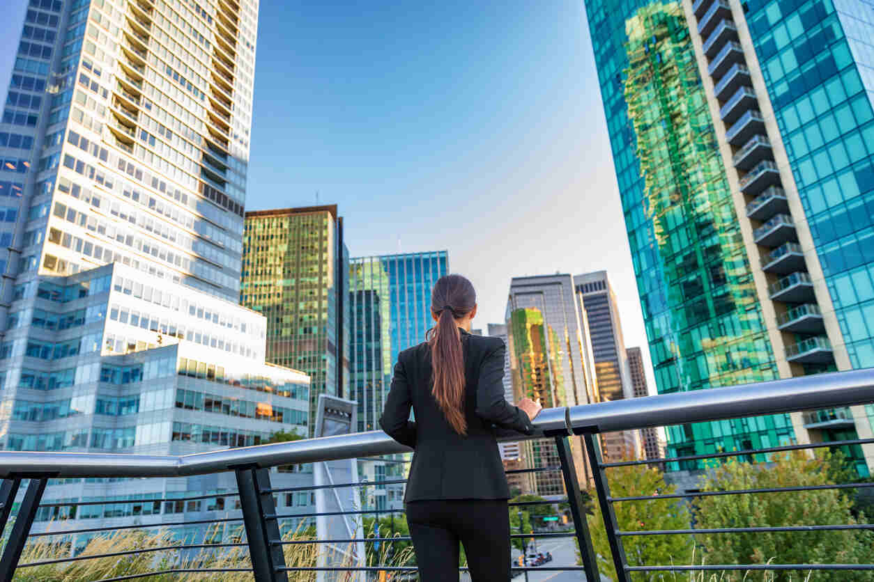 Businesswoman in downtown Vancouver Canada