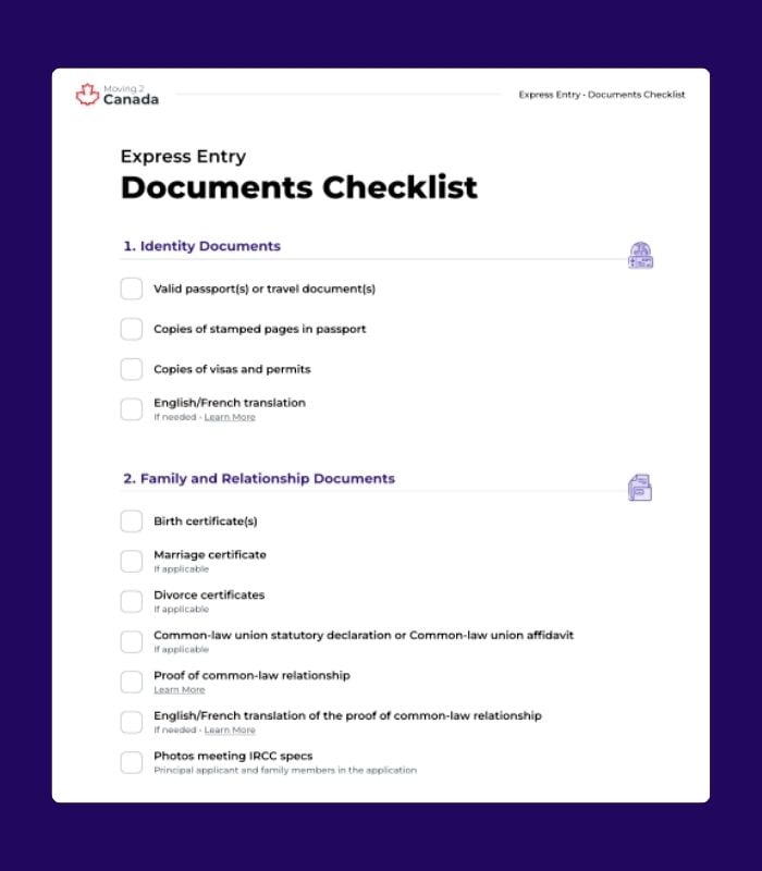 Express Entry Document checklist pdf