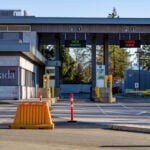 Aldergrove, Canada - January 15, 2019: cars going through the Canada–US border control