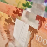 Closeup of Canadian money