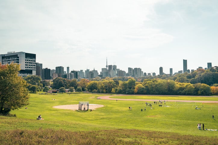 Toronto from the east end, looking over Riverdale Park.