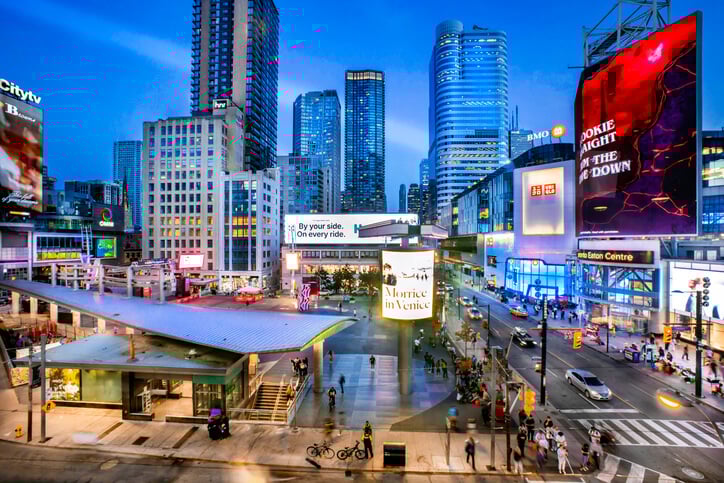 Sankofa Square in downtown Toronto at night