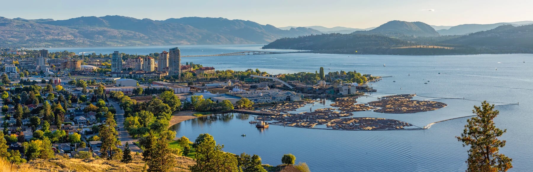 Aerial photograph showing downtown Kelowna, British Columbia
